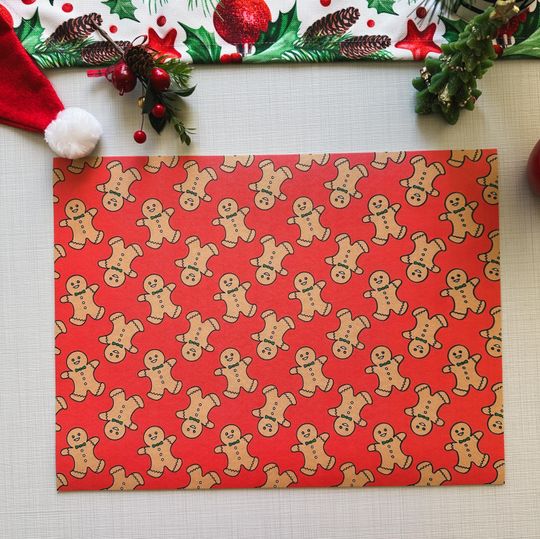 Gingerbread Man Christmas Placemat: Waterproof Faux Leather Holiday Decor