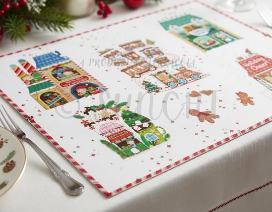 Gingerbread-Themed Christmas Placemat Festive Holiday Table Decor
