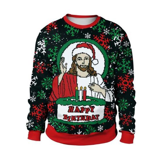 Discover Ugly Christmas Sweaters Green Jumpers 3D Funny Printed Holiday Party Xmas Sweatshirt for Party Birthday Xmas Sweatshirt 2025