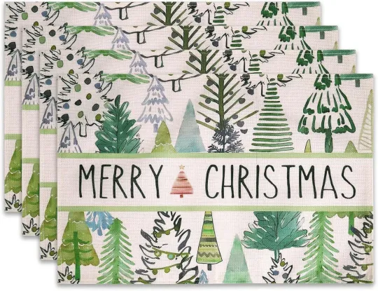 Christmas Placemats  Winter Holiday Merry Xmas Table Mats