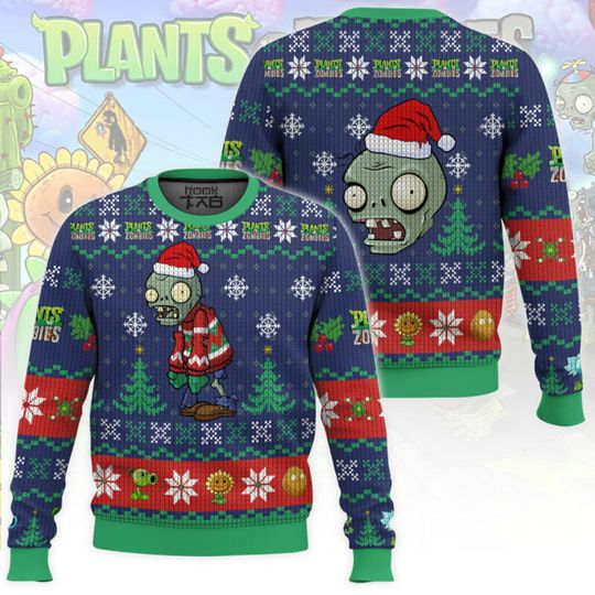 Dead Santa Zombie And Plants Ugly Christmas Sweater Funny Holiday Party Pullover Plus Size Sweaters for Men Women Xams Gift 2026