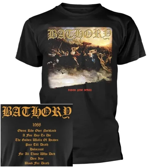 Discover Bathory Blood Fire Death 3D T-Shirt, Black Metal Band Tee