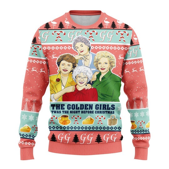 2025 Autumn/Winter Ugly Christmas Sweater Pink Golden Girl Ugly Christmas Sweater Perfect Thanksgiving Gift