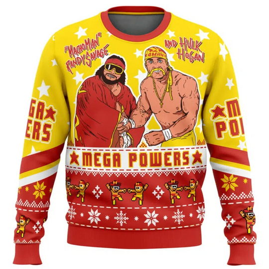 Discover Mega Powers Macho Man and Hulk Hogan Ugly Christmas Sweater 2026 Autumn/Winter New Christmas Party Costume Johnson Hoodie