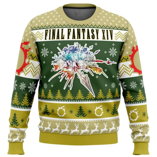 Final Fantasy Classic 8bit Ugly Christmas Sweater Gift Santa Claus Pullover Men  Sweatshirt And Top Autumn And Winter Clothing
