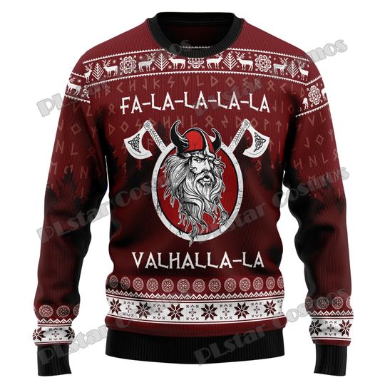 Discover Autumn Winter Unisex Casual   Pullover Sweater ValhallaLa Christmas Tattoo 3D Printed Men's Ugly Christmas Sweater KMY11