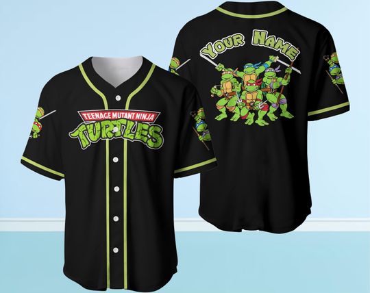Personalized Teenage Mutant Ninja Turtles Baseball Jersey, Movie & Christmas Themed Baseball Jersey for Teens