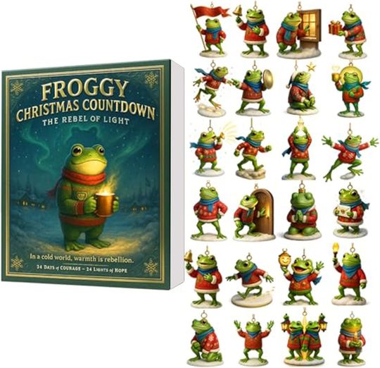 Discover Froggy Christmas Countdown Calendar - 24 Days of 2D Acrylic Frog Ornaments Blind Box, Fun Holiday Surprise Advent Calendar for Kids, Family & Frog Lovers