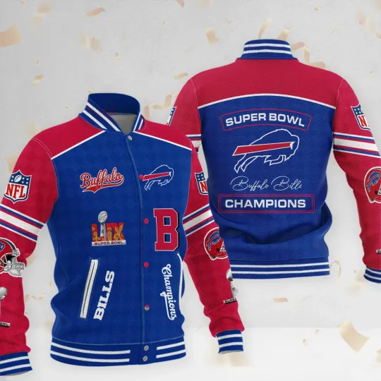 Discover Bills 2025 Super Bowl LIX Champions Baseball Jacket