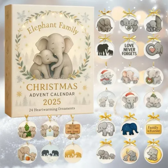Discover Elephant Family Advent Calendar Blind Box Christmas Pendant Decoration Tree N2P5