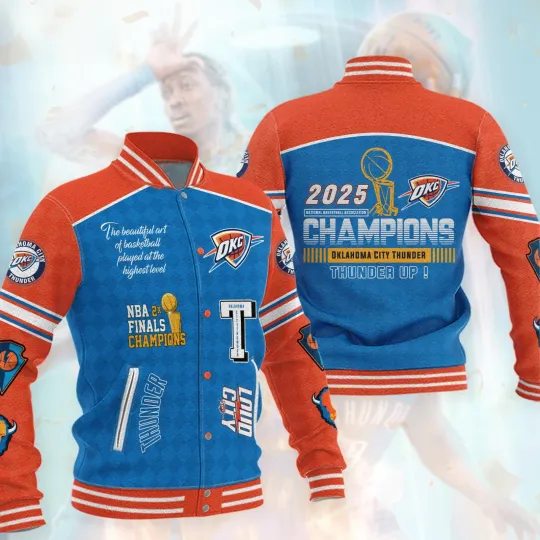 Discover Thunder 2025 NBA Final Champion Baseball Jacket