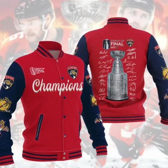 Discover Panthers 2025 Stanley Cup Final Champions Baseball Jacket