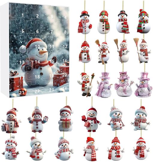 Discover Snowman Advent Calendar 2025, 24 Resin Christmas Ornaments