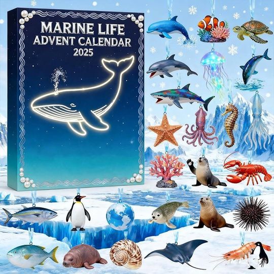Marine Life Advent Calendar 2025, Ocean Animal Mini Figures