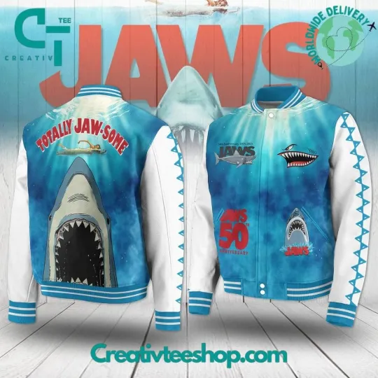 Jaws Movie “Totally Jaw-some” Baseball Jacket
