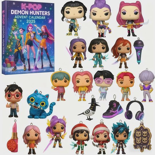 Discover 3D Kpop Demon Hunters Advent Calendar 2025 - 24 Resin Farmhouse - Christmas Figurines - Unique Christmas