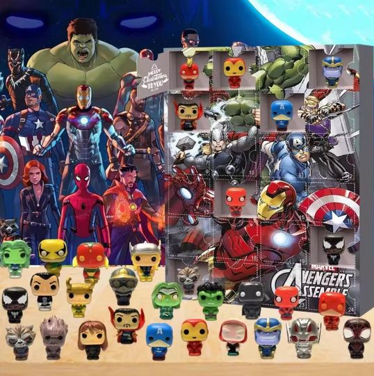 Discover 2025 New Marvel 24pcs 3D Advent Calendar Spider-Man Iron Man Model Kids Gifts