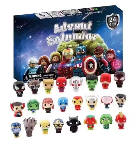 2025 New Marvel 24pcs 3D Advent Calendar Spider-Man Iron Man Model Kids Gifts