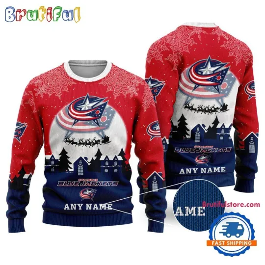 Discover Columbus Blue Jackets Hockey New Design Custom Christmas Ugly Sweater