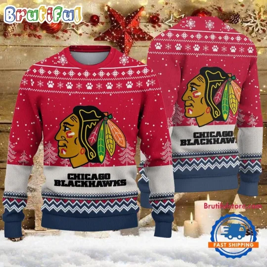 Discover Chicago Blackhawks Hockey Team Design New Ugly Christmas Sweater