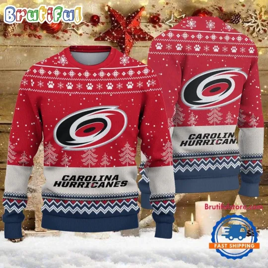 Discover Carolina Hurricanes Hockey Team Design New Ugly Christmas Sweater