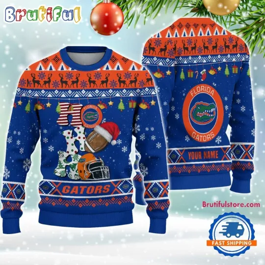 Custom Florida Gators Football HO HO HO Ugly Christmas Sweater