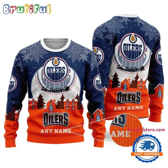 Custom Edmonton Oilers Hockey New Design Christmas Ugly Sweater