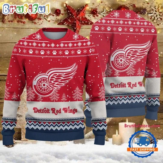Detroit Red Wings Hockey Team Design New Ugly Christmas Sweater