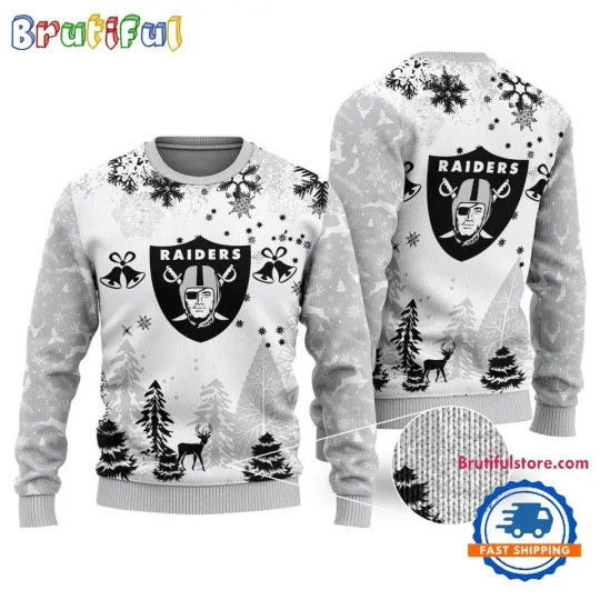 Las Vegas Raiders Logo Football Team Xmas Tree Christmas Ugly Sweater