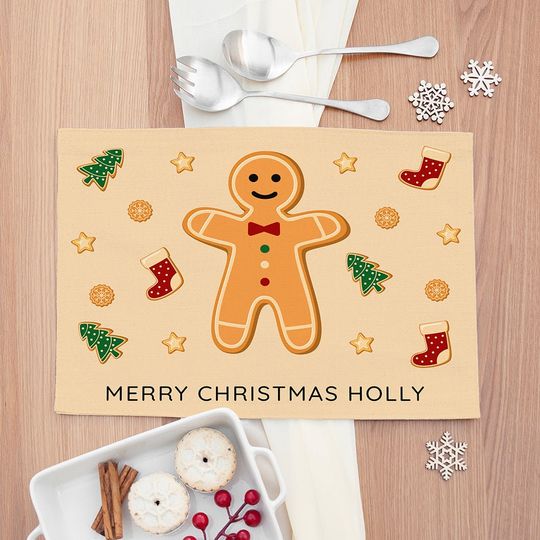 Personalised Christmas Gingerbread Placemat for Home & Dining