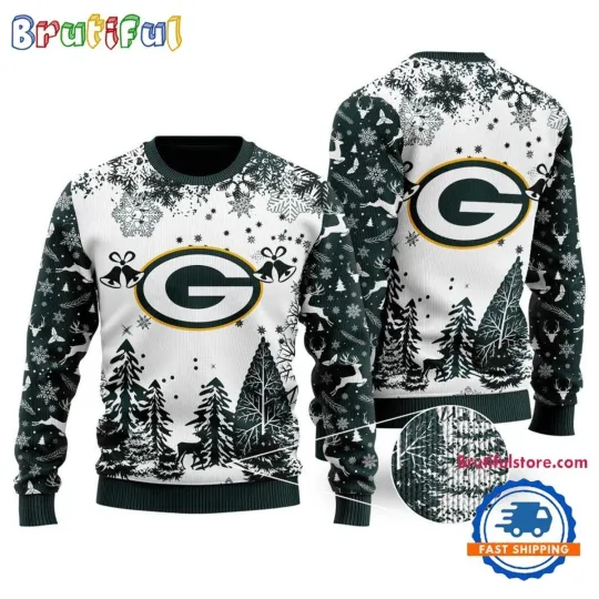 Green Bay Packers Logo Football Team  Xmas Tree Christmas Ugly Sweater