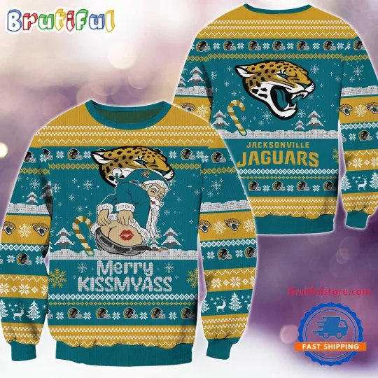 Jacksonville Jaguars Merrykissmyass Funny Santa Claus Christmas Ugly Sweater