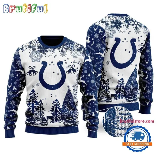 Indianapolis Colts Logo Football Team Xmas Tree Christmas Ugly Sweater