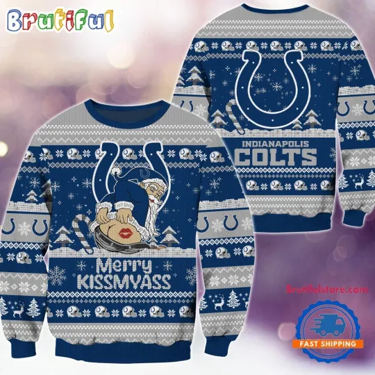 Indianapolis Colts Merrykissmyass Funny Santa Claus Christmas Ugly Sweater