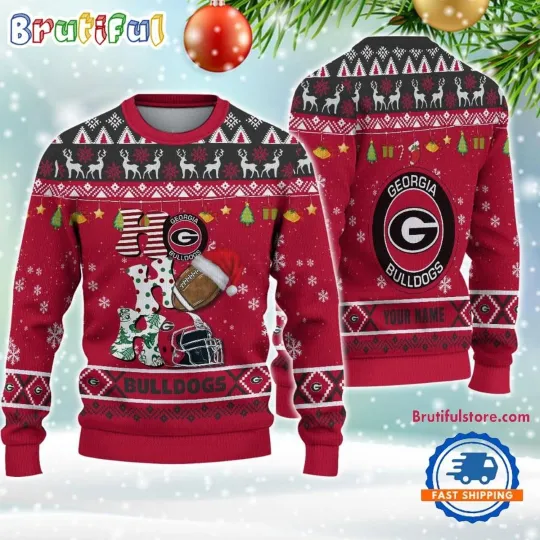 Discover GA bulldogs Football HO HO HO Ugly Christmas Sweater