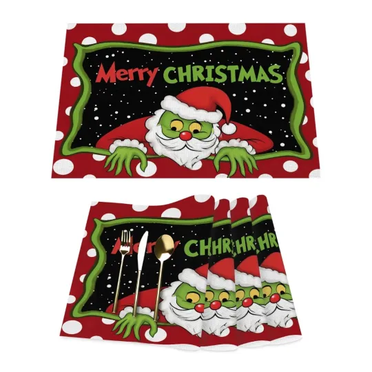 Santa Snow Placemats for Christmas Holiday Decor