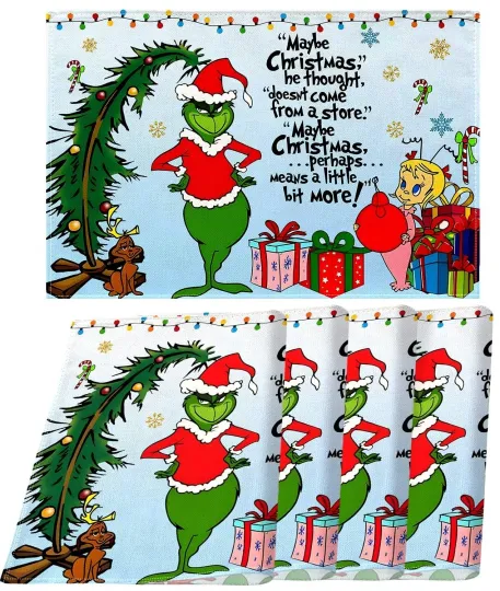 Christmas Santa Character Placemats with Snowflakes and Xmas Design