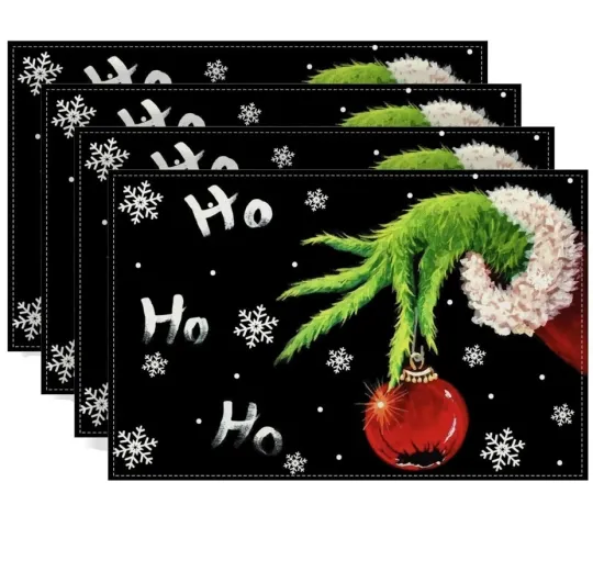 Christmas Character Placemats, Holiday Decor Seuss Geisel