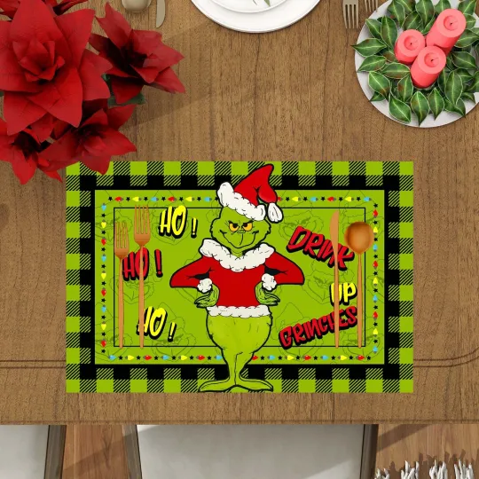 Christmas Santa Character Placemats, HoHoHo Design, Xmas Holiday Decor