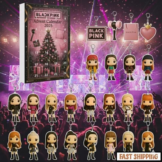 Discover Kpop Pink & Black Christmas In Your Area Advent Calendar 2025, Christmas Ornaments Holiday Gift Set, Pink Ornaments Christmas Tree Gift