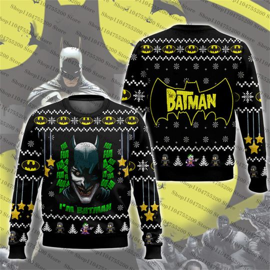Cool Batman Superhero DC Snowflake Ugly Christmas Sweater Design Santa Funny Sweatshirt Unique Pullover Creative Winter Hot Sale
