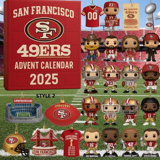 Discover American Football Advent Calendar, Christmas Sports Countdown Advent Calendar Gift Box With 24 Acrylic Ornaments, Red Football Team Box