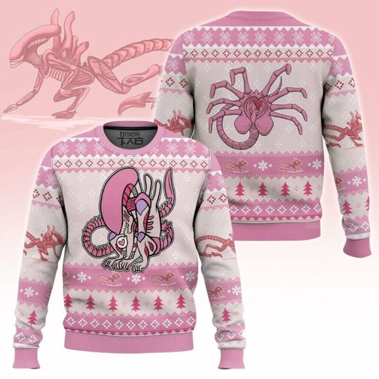 Discover Christmas Ugly Sweater Pink Alien Science Fiction Passion Christmas Halloween Festival Atmosphere Outdoor Daily Leisure