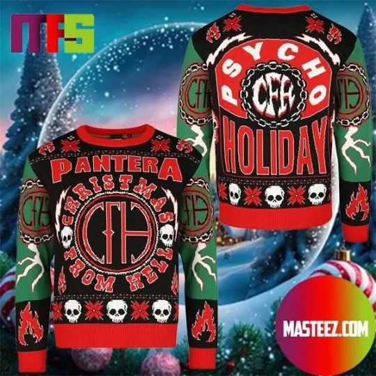 Mayhem Skull Christmas From Hell Psycho Snowflake Ugly Christmas Sweater