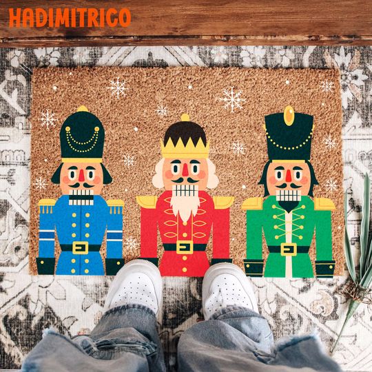 Discover Nutcracker Xmas Coir Doormat, Christmas Entryway Rug, Festive Front Door Mat, Holiday Home Decor