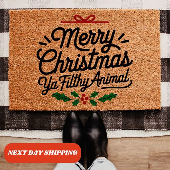 Discover Filthy Animal Coir Doormat, Merry Christmas Welcome Mat, Funny Holiday Door Mat, Outdoor New Home Decor