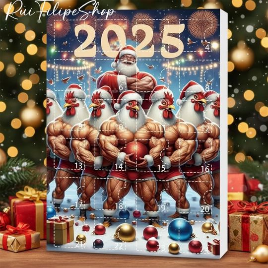 Discover Funny Chicken Advent Calendar, Funny Muscle Chicken Christmas Countdown Box, Hilarious Holiday Calendar Gift for Men, Unique Xmas Decor