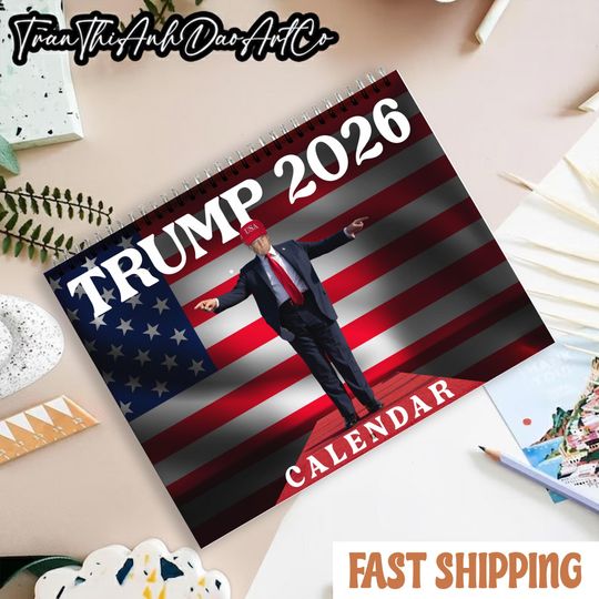 Discover Trump 2026 Wall Calendar, Mag Gift, Funny Gift for Him Her, White Elephant Gift, Hilarious Gift for Trump Fans, 12 Months of Patriotic Fun