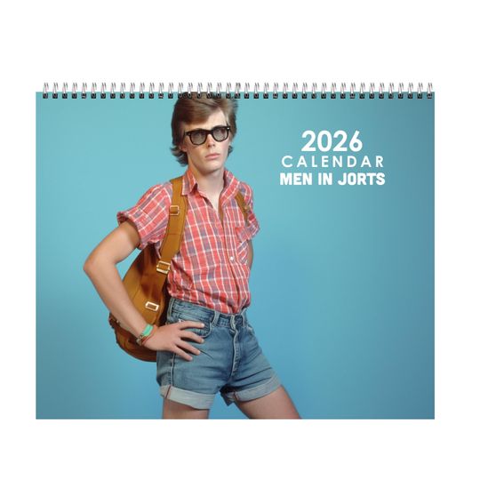 Discover Men in Jean Shorts 2026 Wall Calendar, Retro funny Wall Calendar, Student Dorm Decor, Funny Adult Gift Idea, White Elephant Gift