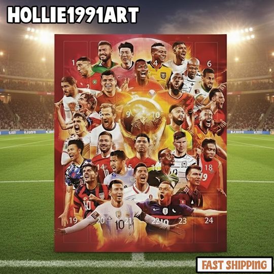 Discover Soccer Advent Calendar 2025, 24 Days Countdown Football Gift, 3D Mini Player Figurines Set, Sports Christmas Calendar Decor